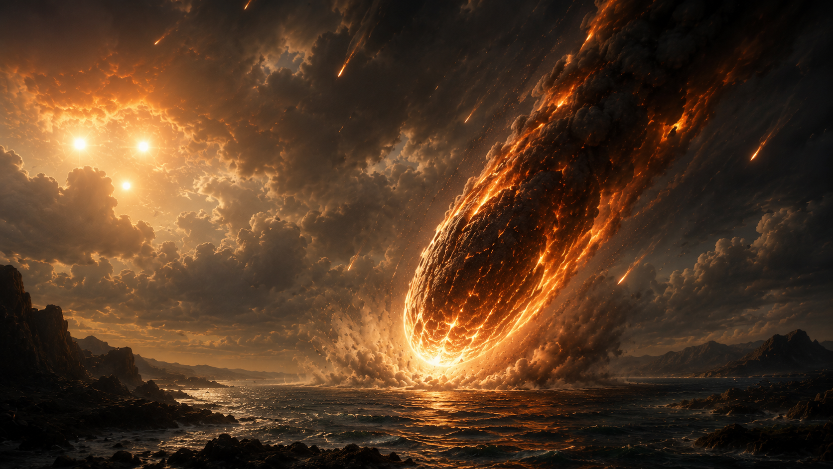 Meteorite falling into the ocean